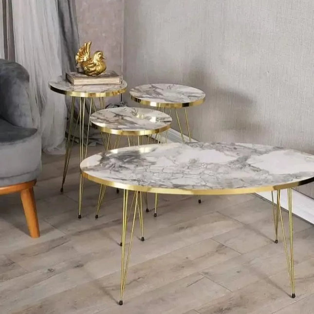 Marble Fusion Gold Accent Table Set