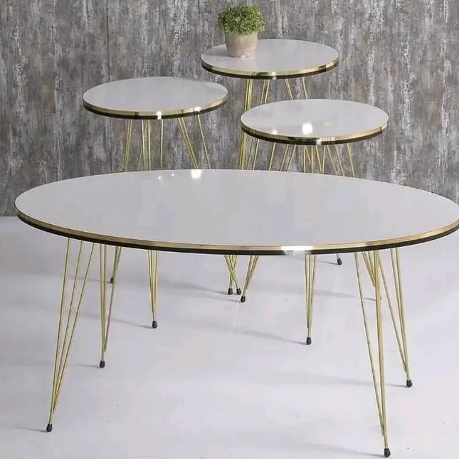 Golden Edge Marble Table Set